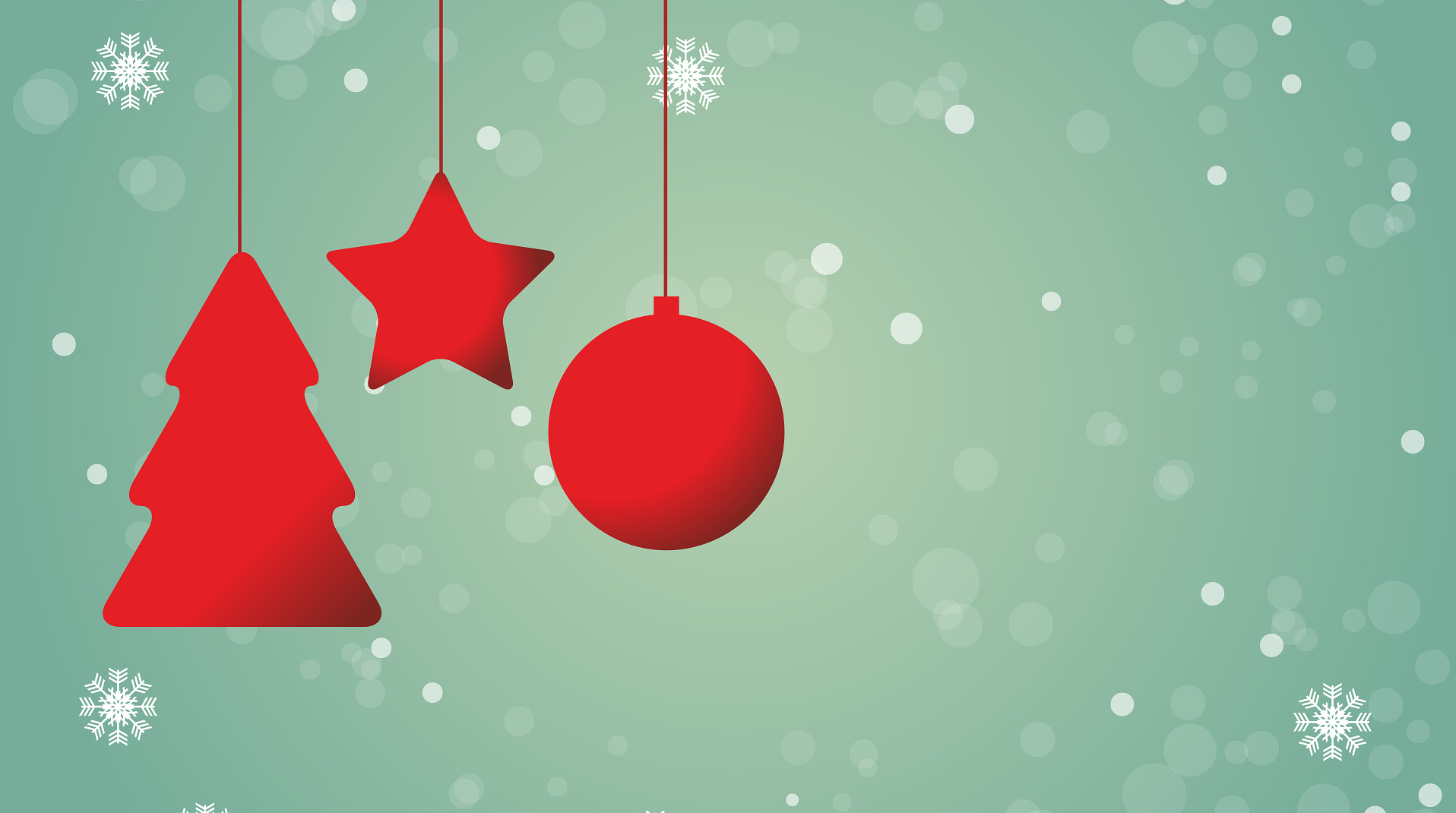 Illustrative Weihnachtsbaum- Stern und Kugel Silouette vor grünem Hintergru