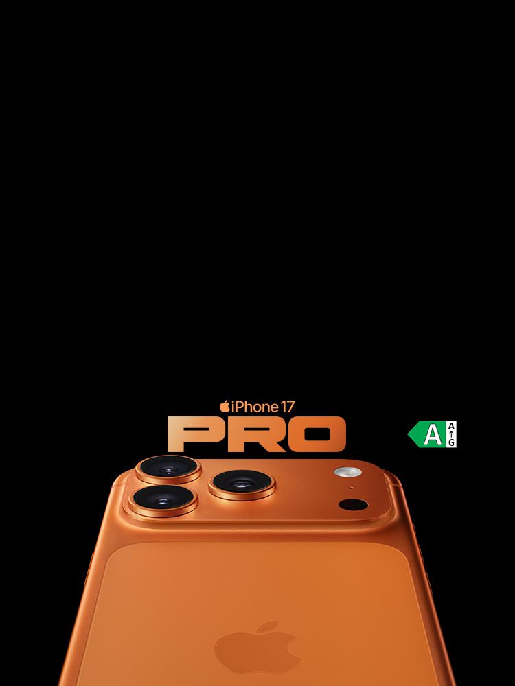 Oranges iPhone 17 pro Modell auf schwarzem Hintergrund