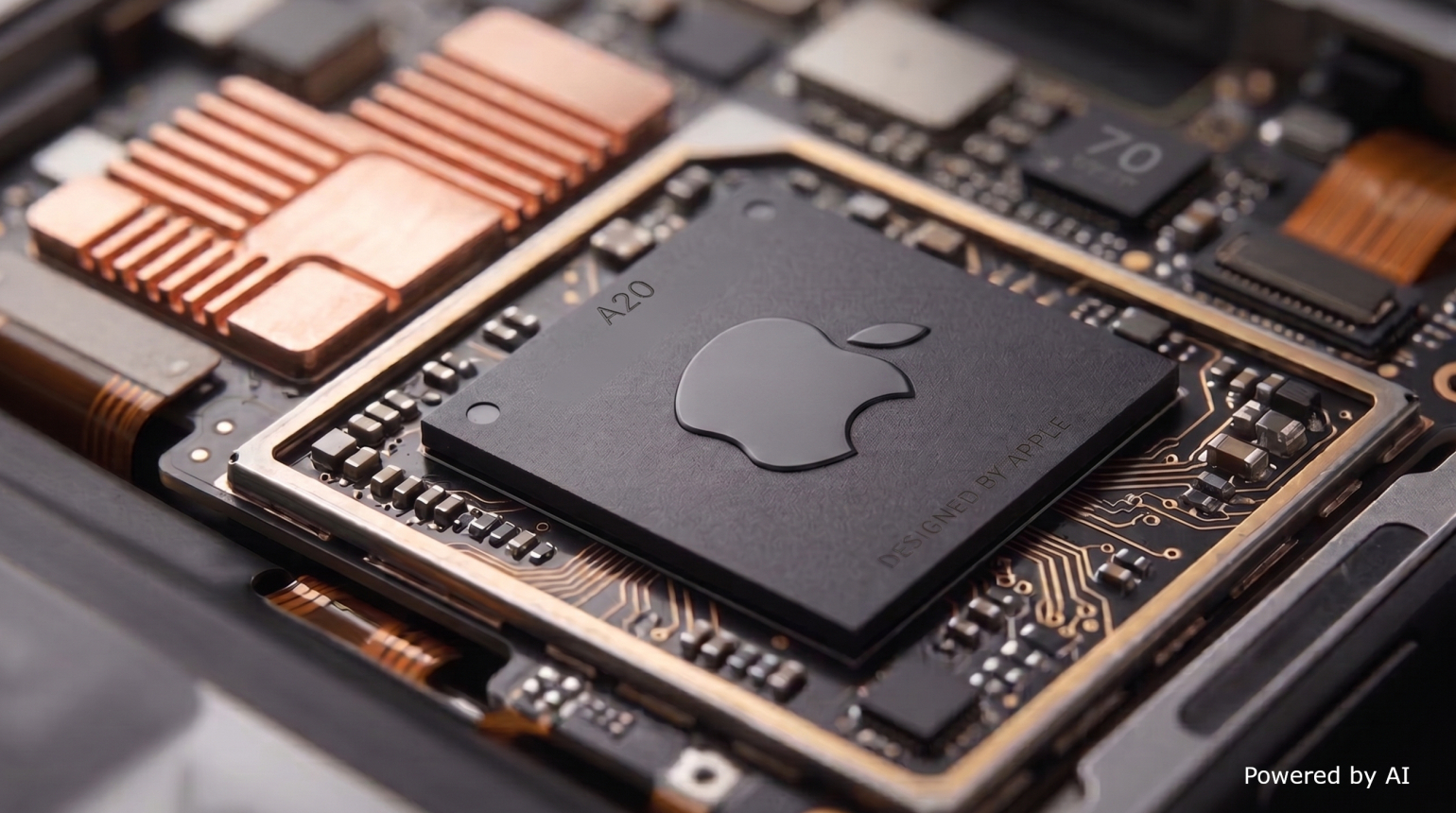 Apple A20 Chip mit Logo auf Hauptplatine