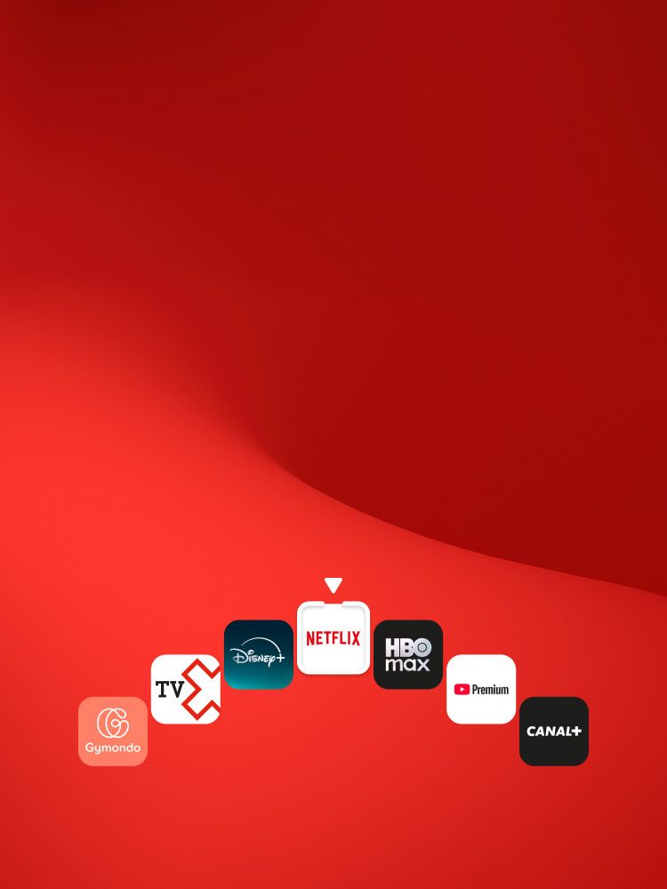 Digitale Entertainment-Apps vor rotem Hintergrund mit Netflix im Fokus